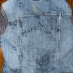 American Eagle Jean Jacket Hoodie S | Distressed Denim Knit Sleeves Hood Photo 5