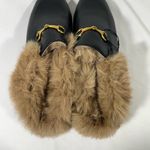 ARQA LEATHER MULES W/FUR WOMEN SLIP ON LOAFER GOLD BUCKLE BLACK EU 40 Sz 9 NEW Photo 4