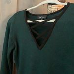BCX  Green Lace Up Long Sleeve Sweater Dress Photo 3