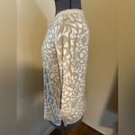 Charter Club  Women's White and Tan Leaf Print Long Sleeve Shirt Photo 2