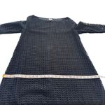 Megan Huntz Atlanta Black Windowpane 3/4 Sleeve Midi Dress Medium M Sheer USA Photo 12