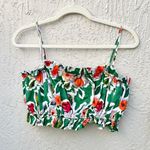 English Factory Floral Print Crop Top &High Rise Shorts Set Green Women's Medium Photo 2