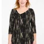 Sympli Shirt Womens Large Black White Asymmetrical Hem Tunic 3/4 Sleeve Abstract Photo 0