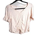 Coquette Milkmaid Crop Top Ruched V Neck Pastel Pink Ditsy Floral Flirty Sz S Photo 0