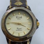 Kish Womens Crystal Watch brown gold Tone 32mm Case Bracelet Size 6.5” runs Photo 1