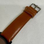 Women’s quartz watch black tone 35mm brown dial leather band running Photo 3