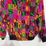 Spenser Jeremy Black Alphabet Silk Vintage Bomber Jacket Sz M Size M Photo 5