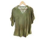 Olive Green Boho Lace Crochet Peasant Blouse Tunic Top Women’s Size Medium Photo 6