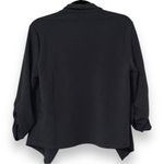 BE.A medium charcoal solid casual draped lightweight blazer top 3/4 ruched sleev Black Photo 2