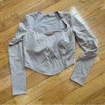 Alo Yoga Soft Sculpt Long Sleeve Corset Crop Top Taupe Sz L Photo 12