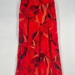 A New Day Cropped Pants Womens Large Red Orange Floral Print High Rise Wide Leg Photo 0