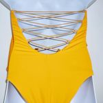Ochie Olivia One Piece Swimsuit Size: Large New Yellow Off The Shoulder Tie Up Photo 4