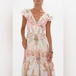 Camilla NEW Lisbon Lullaby Tiered Linen Maxi Dress Neck Frill Pink Large $995 Photo 13