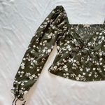 NWOT Large Mi Amor Francesca’s Forest Green Crop Top Floral Wrist Cuff Kelly Photo 1