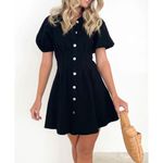 NWOT KDF Puff Sleeve Black Denim Mini Dress Photo 2