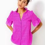 Lilly Pulitzer New Calynn Eyelet Fuchsia Shirt Size 2 $148 Photo 7