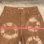 PacSun Mom jeans high rise tan with white tie dye circles 28 Photo 10