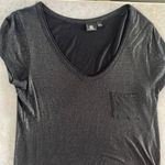 Rock & Republic  women’s deep V‎ black tee shirt silver sparkles cap sleeves sz L Photo 0