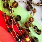 Avon brown and purple beaded triple strand necklace Gold Photo 4
