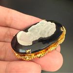 Vintage Unsigned White Lucite Black Satin Glass Gold Photo 8