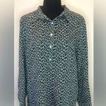 Talbots - White Black and Green business casual button-down top Size MP Photo 0