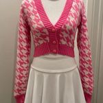 Nasty Gal Got Knit Right Barbiecore Pink & White Houndstooth Cropped Cardigan - S Photo 10