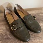 Talbots Dark Green Leather Slip On Loafer Shoes Women’s Sz 9 Gold Accent Office Photo 0