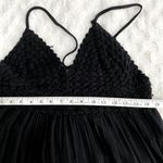 Aerie  Black Crochet Gauzy Criss Cross Tie Back Tiered Boho Beach Mini Dress L Photo 7