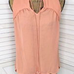 Naked Zebra ‎ Flowy V Neck Sleeveless Blouse Peach Orange Small Photo 0