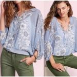 CAbi Sirena flowy floral semi sheer bubble hem blouse Photo 1