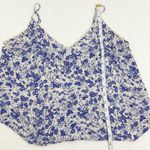 Free People  blue & white‎ floral scalloped cami top Size S Photo 9