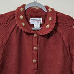 Vintage Floral Peter Pan Collar Tunic Sweater M Burgundy Puff Sleeve Cottagecore Red Size M Photo 3
