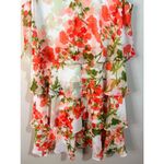 Slny  Tiered Chiffon Coral White Floral Dress Size 12 Photo 7