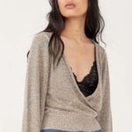 Free People NWT Going For Gold Long Sleeve Surplice Wrap Top size Small Photo 0