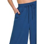 Zenana Outfitters Woven Crepe Elastic Band Waist Cropped Pants Photo 2