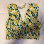 Abercrombie & Fitch Linen Blend Lemon V Neck Cropped Tank Top Photo 6