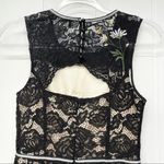 ABS Allen Schwartz Lace Bodycon Floral Dress Size 2 Sleeveless Black Embroidered Flowers Feminine Photo 6