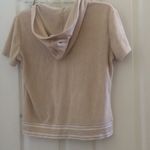 FINAL MARKDOWN Ladies zip front short sleeved terry hoodie small Tan Photo 4