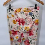 ZARA  Trouser Pants Womens‎ 2 White Floral Print Cotton Pockets Photo 4