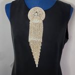 Large Statement Petal Flower Brooch Pin Rose Gold Rhinestone Fringe New Photo 0