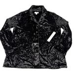 Nicole Miller  Women's Medium Black Velvet Top Shirt Button Front Pocket MSRP $58 Photo 1