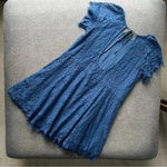 Free People Blue Stardust Lace Short Sleeve Mini Dress XS Photo 4
