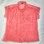 Velvet Heart  Top Womens Medium Pink Distressed Button Up Boho Tropical Summer Photo 0