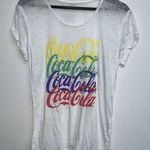 Coca-Cola Womens T-shirt Size S White Rainbow Multicolored Logo Burnout Tee Photo 0