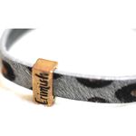 Erimish  Gray Leopard Print Faux Fur Leather 7-8 Inch Snap Gently Worn Bracelet Photo 2
