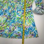 Lilly Pulitzer  Tunic Dress Blue Green Purple Abstract Print Roll Tab Sleeve L Photo 6