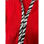 Vintage Y2K Fontana Red Ribbed Knit Double Zip Satin Zebra Print Trim Sweater M Size M Photo 3