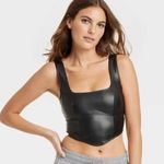 Black Faux Leather Crop Top Size M Photo 0