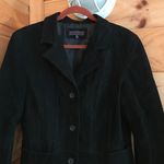 BLACK SEUDE LEATHER BUTTON UP BLAZER STYLE JACKET Size L Photo 1