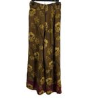 Anthropologie Wide Leg Pants Brown Yellow Floral Lightweight Pleated Maeve 0 Photo 5